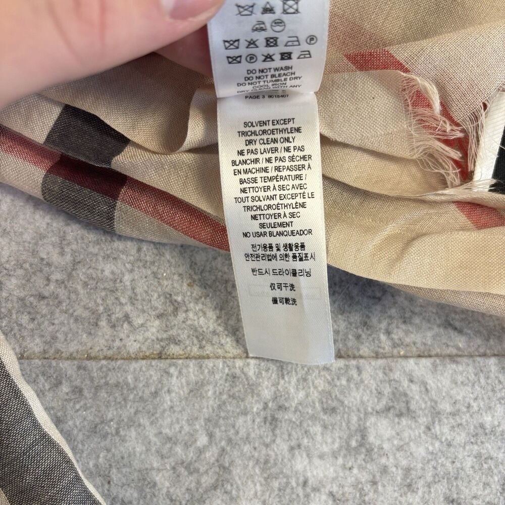 Burberry London Wide Check Wool Silk Scarf Stole Shawl 84" x 29" Made in Italy - Picture 6 of 12